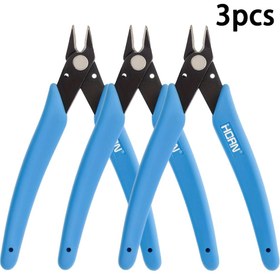 Resim 3 adet PRECISE Tel Kesici - 5 İnç Flush Metal Yan Kesici, Mini Burun Pense Paslanmaz Çelik Keskin Kenar ve Mavi Saplar - Hafif, Takı, Elektronik ve Hobi Kesim için Rahat Kavrama 