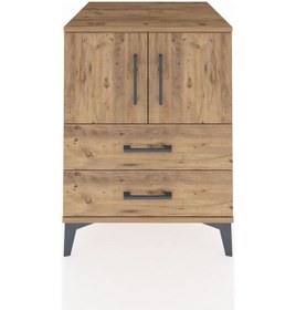 Resim Kronos Komodin 2 Raflı Tek Çekmeceli 2 Kapaklı 60x59x80 Çam-çam Atlas Çam 