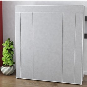 Resim Dzgn Home Çift Yandan Raflı Askılı Plastik Bez Dolap,gardırop-gri 