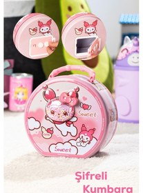 Resim Porsima 040 Metal Şifreli Kilitli Yuvarlak Kumbara Pembe 15x15cm 