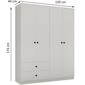Resim Metalia Metalia Gm 077 Novado Düğme Kulplu 4 Kapı 2 Çekmeceli Gardırop 
