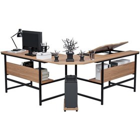 Resim 300-e Açık Ceviz Ebru L Bilgisayar Ve Çizim Masası Açık Ceviz 