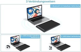 Resim XPPen grafik tableti Deco LW, 10 x 6 inç, 8 tuşlu kalem tableti, pilsiz kalem, 8192 baskı kademesi, 60° eğim, boyama, çalışma ve öğrenme için 