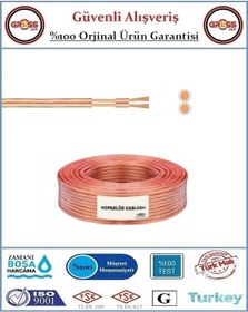 Resim 2x0,75 Hoparlör Tesisat Kablosu - Bitişik Kordon Kablo - 30 Metre - Şeffaf 