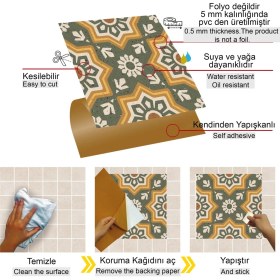 Resim Tink Kendinden Yapışkanlı Duvar kaplama Yeşil Metraj Desenli Pvc Karo 30X30 cm (33 Adet) 3 M² 