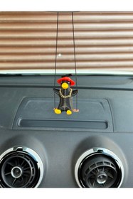 Resim 3dbaydesign Altın Zincirli Sallanan Şapkalı Ördek Yeni Trend Dikiz Ayna Süsü (siyah Sarı Kırmızı ) 