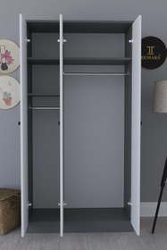 Resim Remaks Fuga 3 Kapaklı Elbise Dolabı - Antrasit Gövde Beyaz Kapak 