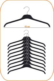 Resim Plastik Üst Giyim Askısı, Gömlek Askısı, Tişört Askısı, Bluz Askısı, Tunik Askısı, Siyah, 20 Adet Siyah 