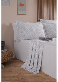 Resim Elart Petra Keten Görünümlü Yatak Örtüsü Seti 3 Parça Çift Kişilik Gri 