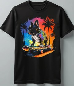 Resim Black Bang Baskılı Köpek Figürlü, Parlayan Tişört 164854780 Siyah 