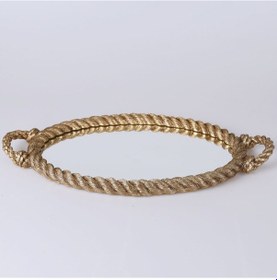 Resim Halat Aynalı Tepsi Altın 