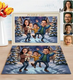 Resim Bk Gift Kişiye Özel Aile Yılbaşı Karikatür Tasarımlı 1000 Parça Profesyonel Puzzle-9, 1000 Puzzle, Yeni Yıl Hediyesi, Yılbaşı Hediyesi Kobitmeyencom35 