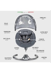 Resim Elele Dormire 2 Elektrikli Otomatik Sallanan Kademeli Ana Kucağı Antrasit 