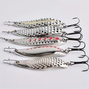 Resim 5 Adet 15g Simli Gümüş Renkli Metal Yem VIB Olta Yemi Üçlü Kancalı Spinner Derin Deniz Avı Yemi 