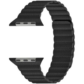 Resim Microsonic Apple Watch Series 2 38mm Twist Leather Loop Kordon Siyah 