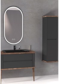 Resim Pier 100 Cm Siyah Lavabolu Banyo Dolabi Ayakli - Antrasit / Kayin (Boy Dolap Dahil) Çok Renkli 