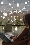 Resim kitchengenie Happy New Year ÖZEL sticker Çıkartma ÖZEL Yıl Süsü Parti Cam Süsü Kar Tanesi 