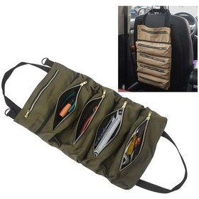 Resim Sones Araba Oto Çok Fonksiyonlu Kanvas Saklama Çantası Taşınabilir Alet Çantası Asılı Cep Çantası Yeşil Ordu 