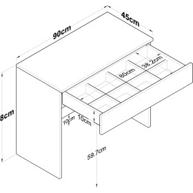 Resim Rani BJ104 Makyaj Masası Tek Çekmeceli Takı Düzenleyici Beyaz 