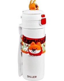 Resim Diller Vagonlife Dıller Çelik Pipetli/pipetsiz Kullanım Silikon Tutmaçlı El Askılı Matara/termos D9231 480ml Beyaz 