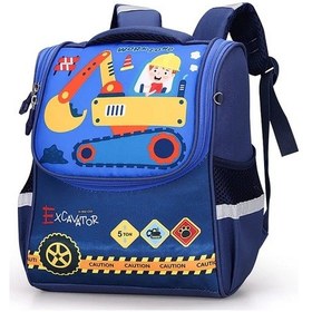 Resim Turcoshop11 Kazıcı İnşaat Aracı Sırt Çantası Kraliyet Mavisi Fermuarlı Okul Çantası Ayarlanabilir Askılı Hafif Kreş Çantası 5 Yaş Anaokulu Temalı Kolay Temizlenebilir Kraliyet Mavisi 