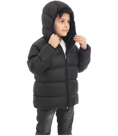 Resim Spor Erkek Çocuk Polarlı Kürklü Kapüşonlu Su Geçirmez Rüzgara Dayanıklı Şişme Kışlık Mont-197 Siyah 