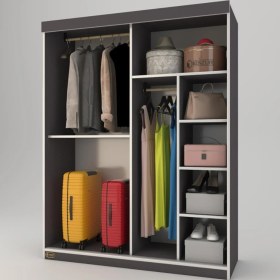 Resim Kenzlife gardırop sürgülü kapaklı kapılı 140 papatya gri aynalı gardolap dolap 