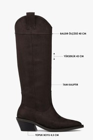 Resim Shoeberry Kadın Kailey Kahve Süet Kovboy Çizme 