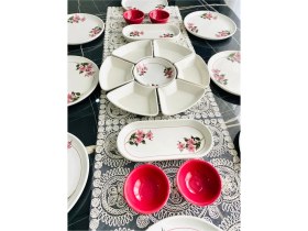 Resim Venüs Home 8 Kişilik 21 Parça Kahvaltı Takımı Renkli Çiçek Desenli Seramik Set 