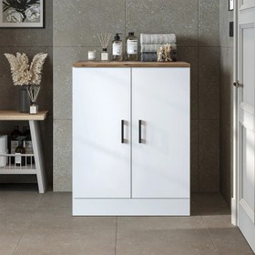 Resim Kapaklı Çamaşır Makinesi Dolabı - 1016 - 70 CM / Beyaz 