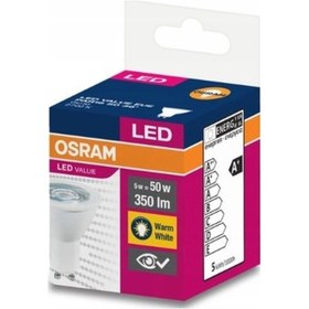 Resim Osram 5'Li Paket 5W Gu10 Duylu Led Ampul G.Işığı Sarı Işık 