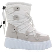 Resim Mergenshoes B0265 Beyaz Bağcıklı Kışlık Kadın Kar Botu Mergenshoes