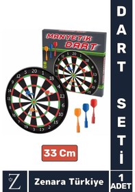 Resim Premium Genç Yetişkin Çocuk Oyun Eğlenceli Dekoratif Güvenli Zararsız Manyetik Uçlu Dart Seti 33 Cm 