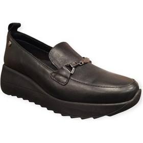 Resim Mammamia D25ka-3565 Dolgu Taban Deri Kadın Ayakkabı Siyah 