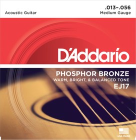 Resim D'Addario EJ17 Phosphor Bronze Akustik Gitar Teli - Medium (13-56) 
