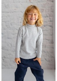 Resim Zeyland Unisex Çocuk Yarım Balıkçı Bluz-grımelanj Gri Melanj 
