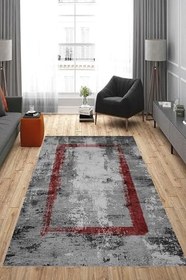 Resim Rovigo Dijital Baskı Yıkanabilir Kaymaz Taban Salon Halısı Ve Yolluk RVG0825-FNL35, Bordo, 100 x 150 