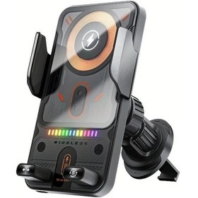 Resim Gateesat Siyah 15w Hızlı Şarj Kablosuz Araç Telefon Tutucu Akıllı Sensörlü Otomatik Açma Kapama 