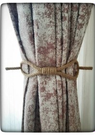 Resim 6 Adet Perde Tokası Perde Mandalı Perde Askı Aparatı Jüt Halat Şıklığında Perde Aksesuar Siyah 