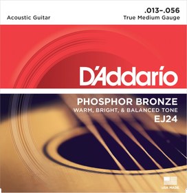 Resim D'Addario EJ24 Phosphor Bronze Akustik Gitar Teli - True Medium (13-56) 