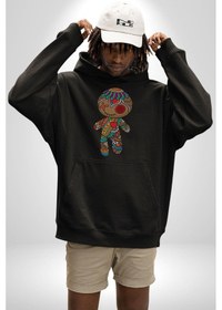 Resim Voofoo Bebeği Doll Doldurulmuş Bebek Kadın Erkek Siyah Kapüşonlu Sweatshirt Hoodie Siyah 