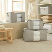 Resim 3'lü Pvc Pencereli Gri Balıksırtı Hurç Set Ocean Home Textile