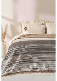 Resim Rivaistanbul Veloura Bej Çift Kişilik Püsküllü Battaniye Çok Renkli 