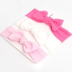 Resim LOGO AKSESUAR 0-3 Yaş Kız Bebek Bandana 3'lü Set (KOYU PEMBE-AÇIK PEMBE-BEYAZ) 