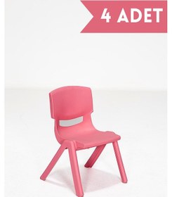 Resim Junior 4 Adet Kreş Anaokulu Çocuk Sandalyesi Sert Plastik Pembe 