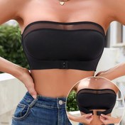 Resim 1 Adet Kadınlar İçin Şık Push-Up Askısız Bandeau Cami Üstü Ön Kapatmalı File Panel - Nefes Alabilir, Telsiz Rahat Esnek Kalıplama Günlük ve Akşam Giyimi için, Akşamlık Kamisol, Zarif Tasarım, Dayanıklı Kumaş, Pürüzsüz Dokulu 