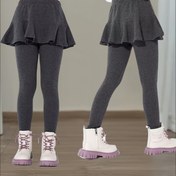 Resim Kızlar İçin Okul Üniforması Taklidi iki Parça Tayt, Sonbahar Kış Fır Tabanlı Yama Desenli Düz Renk Sıcak ve Stil sahibi Çok Amaç Şort Pantolon Elbise, Șalvar Etekli ile Rahat Giyim Moda Esnek kumaş Konforlu Uzun Boyut Skirt Overalls 