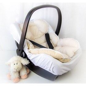 Resim Puset Minderi Ve Puset Carsafi %100 Pamuk Ekose Bej 