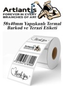 Resim 58X40 mm Barkod Etiketi Yapışkanlı 1 Adet Termal Barkot ve Terazi Etiketi 500 lü Barkod Yazıcılarına Uyumlu 