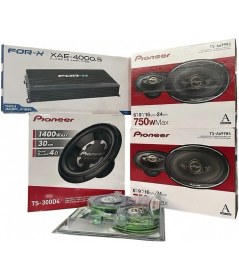 Resim Pioneer Ses Sistemi Komple Profesyonel Tam Set 2 Takım 750W Hoparlör 1400W Çift Bobin Subwofer 5 Kanal Amfi Kablo 